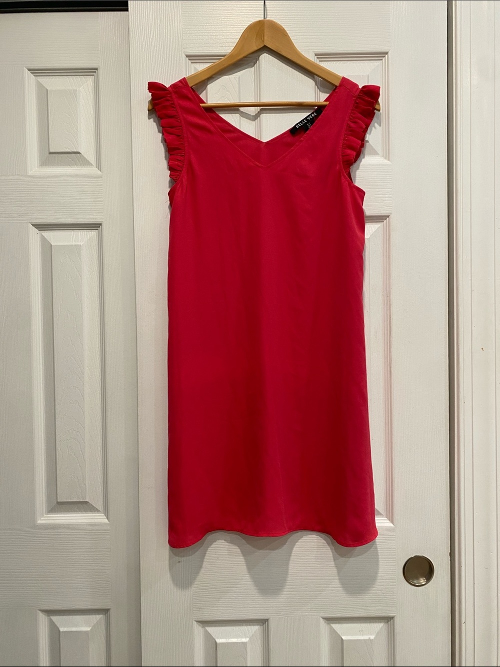 Pink Ruffle-Sleeve V-Neck Mini Dress Size 2